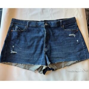 OLD NAVY Sky High A-Line Denim Jean Shorts Distressed Raw Hem Size 26